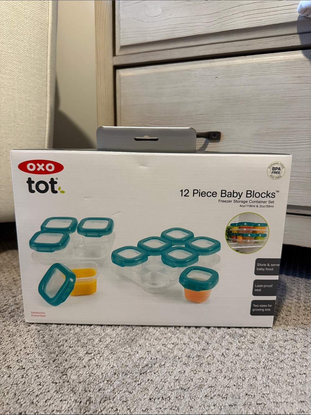 OXO Tot Baby Blocks Storage Set with Teal Lids